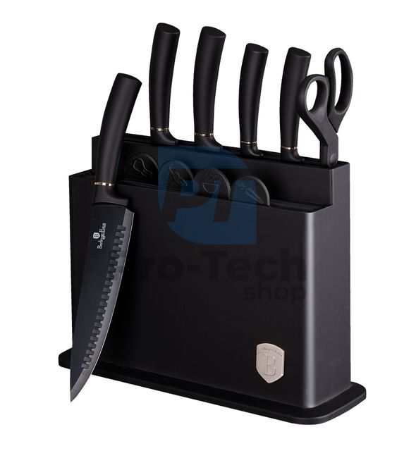 Set cuțite de bucătărie inox cu suport și tocător, 11 piese BLACK 20471