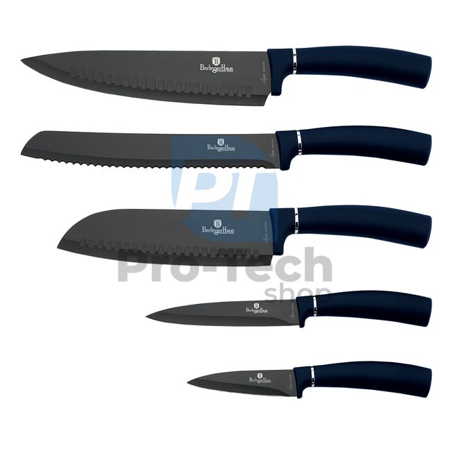 Set cuțite de bucătărie cu suport magnetic inox, 6 piese AQUAMARINE 20061