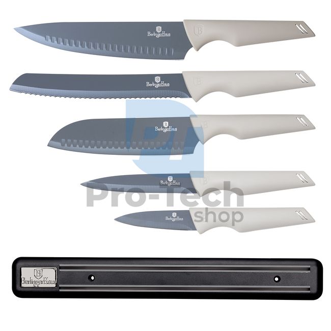 Set cuțite de bucătărie cu suport magnetic inox, 6 piese MATT GREY 20732