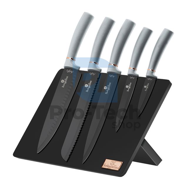 Set cuțite de bucătărie cu suport magnetic, 6 piese GREY 19863