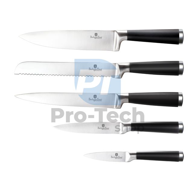 Set cuțite de bucătărie inox cu suport, 6 piese BLACK- SILVER 20483