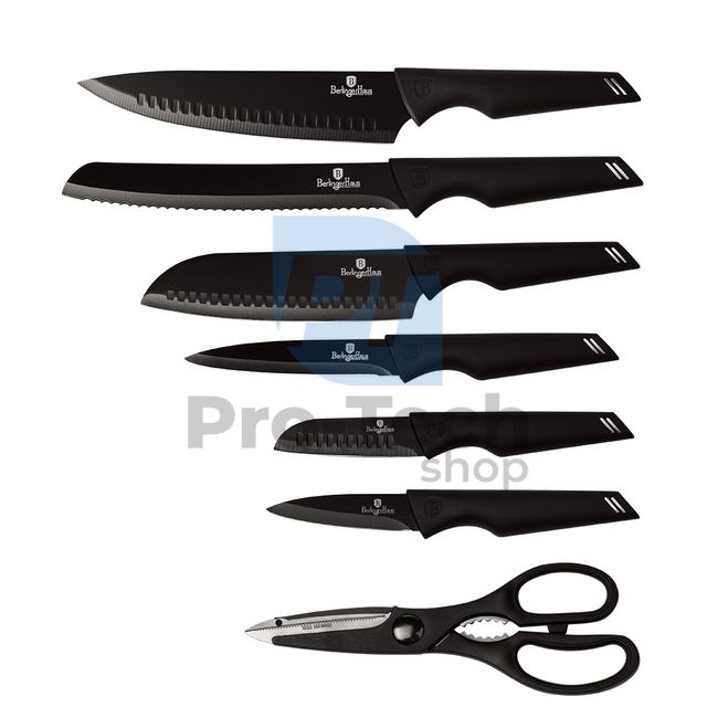 Set cuțite de bucătărie inox cu suport, 7 piese BLACK 20466