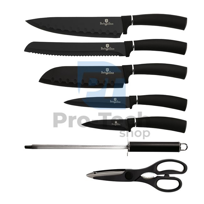 Set cuțite de bucătărie inox cu suport acrilic, 8 piese BLACK 20476