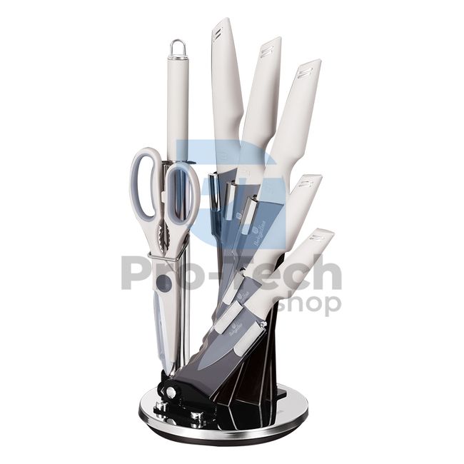Set cuțite de bucătărie inox cu suport acrilic, 8 piese MATT GREY 20735
