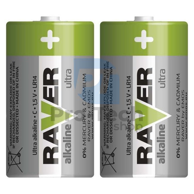 Baterie alcalină RAVER LR14 (C), 2 bucăți 70008