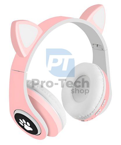 Căști fără fir cu urechi de pisică - roz 73987