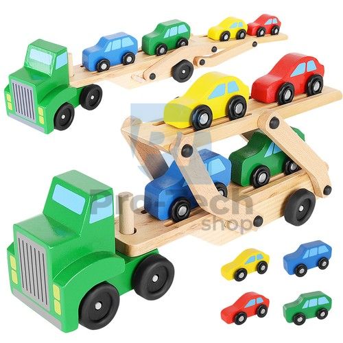 Camion din lemn - remorcă cu mașinute 22698 75779