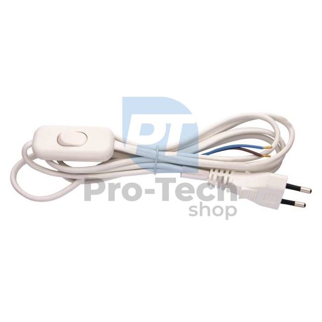 Flexo cablu de alimentare PVC 2× 0,75mm2 cu întrerupător pe fir, 2m, alb 70969
