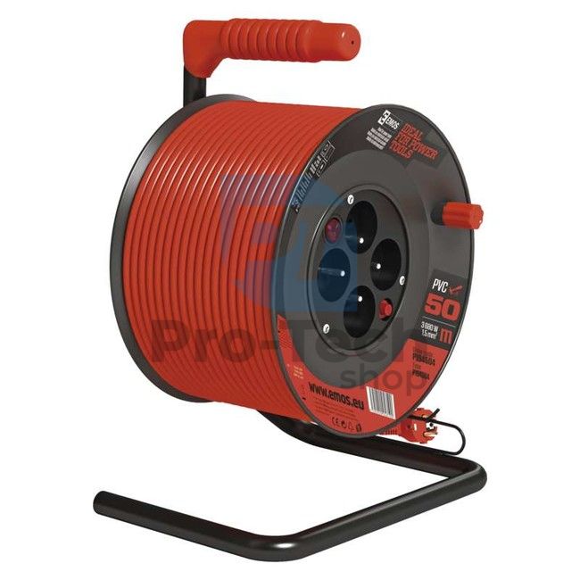 PVC Prelungitor electric pe tambur cu întrerupător – 4 prize, 50m, 1,5mm2 71569