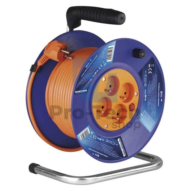 Prelungitor electric pe tambur - 4 prize, 30m cablu PVC, 1mm2 70531
