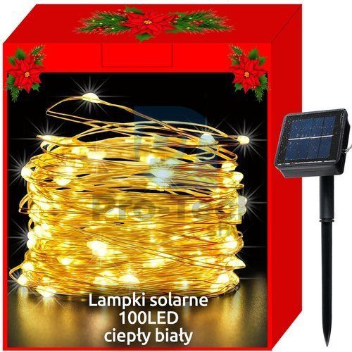 Lumini de Crăciun - solare - sârmă 100 LED alb rece 75462